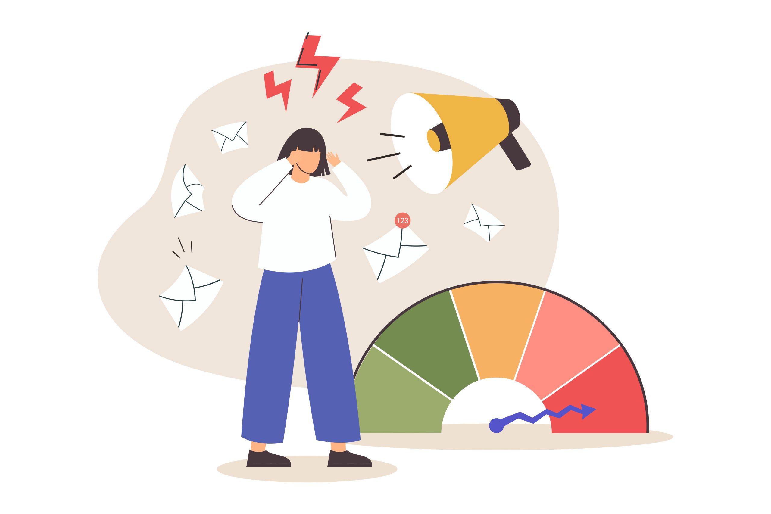 Representación gráfica de persona con estrés